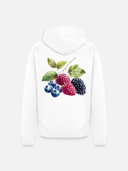 Wildbeeren Beeren Blaubeere Himbeere Brombeere - Unisex Premium Bio Zip Hoodie - Weiß