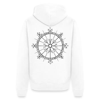 Vegvisir 9 Welten Runen – Germanische Wikinger - Unisex Premium Bio Zip Hoodie - Weiß - Hinten - Thijin (182cm)