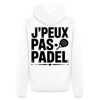 Ich kann nicht. Ich habe ein Padel-Geschenk für den Padelspieler. - Unisex Premium Bio Zip Hoodie - Weiß - Hinten - Thijin (182cm)