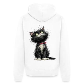 Cat your Day - Unisex Premium Organic Zip Hoodie - white - Back - Thijin (182cm)