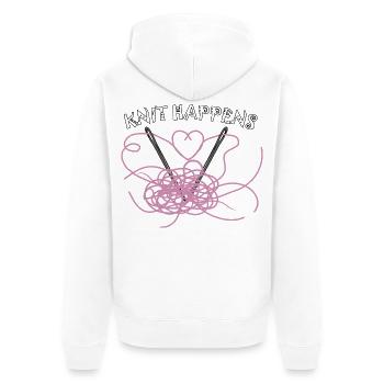 Knit Happens Chaos Yarn Shirt/Hoodie - Unisex Premium Bio Zip Hoodie - Weiß - Hinten - Thijin (182cm)