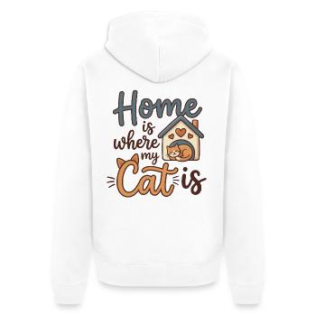 Chez moi, c’est là où est mon chat – motif de chat mignon - Veste à capuche bio Premium Unisexe - blanc - Dos - Thijin (182cm)