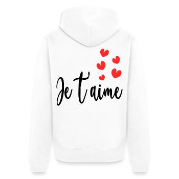 ICH LIEBE DICH. HERZ. PAAR. VALENTINSTAG. Junggesellinnenabschied - Unisex Premium Bio Zip Hoodie - Weiß - Hinten - Thijin (182cm)
