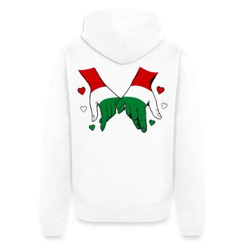 Hungary Flag Holding Hands - Unisex Premium Organic Zip Hoodie - white - Back - Thijin (182cm)