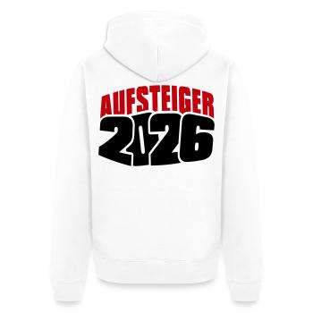 Aufsteiger 2026 Aufstieg - Unisex Premium Bio Zip Hoodie - Weiß - Hinten - Thijin (182cm)