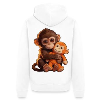 Petit singe mignon donne un coup de poing Coup de poing singe - Veste à capuche bio Premium Unisexe - blanc - Dos - Thijin (182cm)