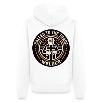 Called To The Trade Welder Motiv - Unisex Premium Bio Zip Hoodie - Weiß - Hinten - Thijin (182cm)