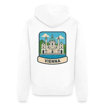 Vienna Austria Karlskirche Vintage Travel Emblem - Unisex Premium Organic Zip Hoodie - white - Back - Thijin (182cm)