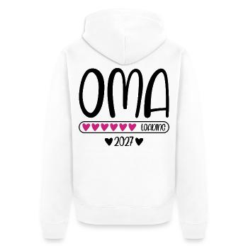 Oma 2027 loading mit Herzchen Ladebalken - Unisex Premium Bio Zip Hoodie - Weiß - Hinten - Thijin (182cm)