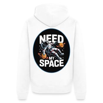 Need My Space: Astronaut Design - Unisex Premium Organic Zip Hoodie - white - Back - Thijin (182cm)