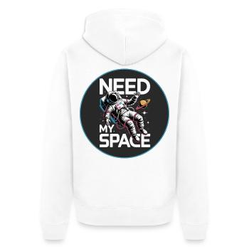 Need My Space Astronaut - Unisex Premium Bio Zip Hoodie - Weiß - Hinten - Thijin (182cm)