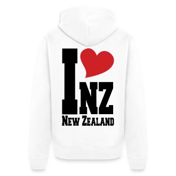 J’aime le cœur fier de Néo-Zélandais en Nouvelle-Zélande - Veste à capuche bio Premium Unisexe - blanc - Dos - Thijin (182cm)