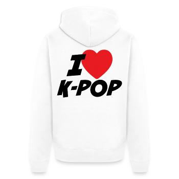 Ich liebe K-Pop - Unisex Premium Bio Zip Hoodie - Weiß - Hinten - Thijin (182cm)