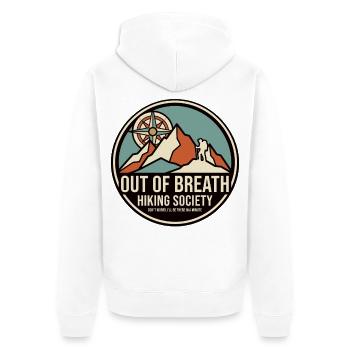 Motif de la Société de la Randonnée Essoufflée - Veste à capuche bio Premium Unisexe - blanc - Dos - Thijin (182cm)
