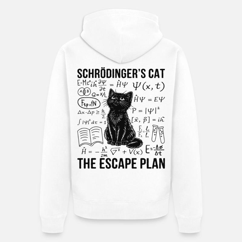 Le Chat de Schrödinger L’évasion - Veste à capuche bio Premium Unisexe - blanc