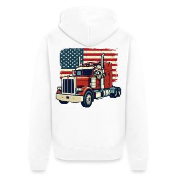 Trucker US Semi Truck Driver Raccoon - Unisex Premium Organic Zip Hoodie - white - Back - Thijin (182cm)