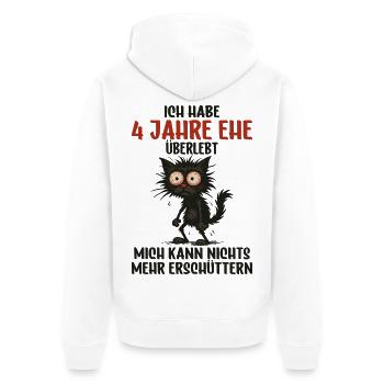 4e anniversaire de mariage, 4 ans de mariage, 4 ans de mariage - Veste à capuche bio Premium Unisexe - blanc - Dos - Thijin (182cm)