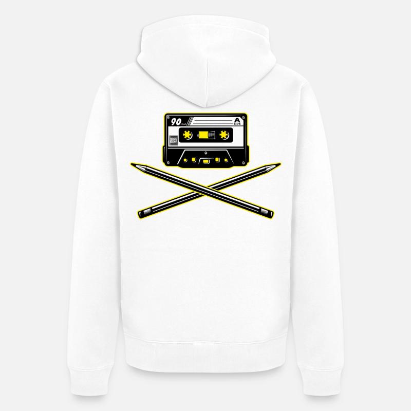 Cassette et crayons - Veste à capuche bio Premium Unisexe - blanc