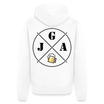 Bière pour enterrement de vie de garçon (symbole de cercle pour enterrement de vie de garçon POS2C) - Veste à capuche bio Premium Unisexe - blanc - Dos - Thijin (182cm)