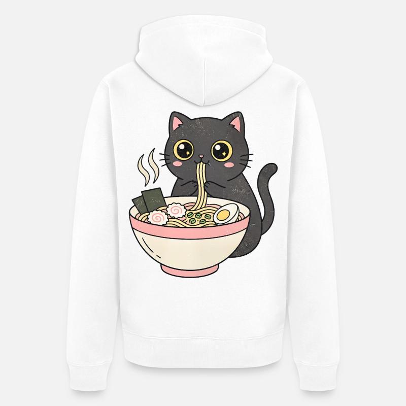 Chat ramen mignon, chat câlin - Veste à capuche bio Premium Unisexe - blanc
