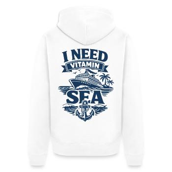 I need vitamin Sea | Kreuzfahrt Wortspiel - Unisex Premium Bio Zip Hoodie - Weiß - Hinten - Thijin (182cm)