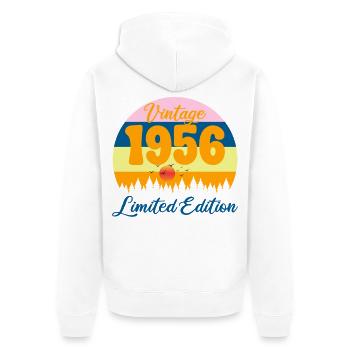 70 Jahre altes Jubiläumsgeschenk 1956 - Unisex Premium Bio Zip Hoodie - Weiß - Hinten - Thijin (182cm)
