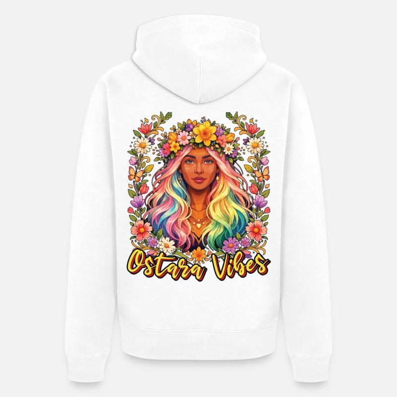 Ostara Vibes Joyeuses Pâques Ostara - Veste à capuche bio Premium Unisexe - blanc