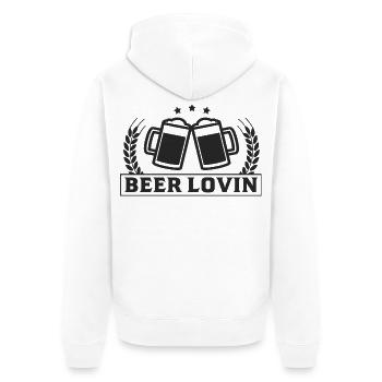 Chopes de bière Love Beer Toasts Célébrations de fête - Veste à capuche bio Premium Unisexe - blanc - Dos - Thijin (182cm)