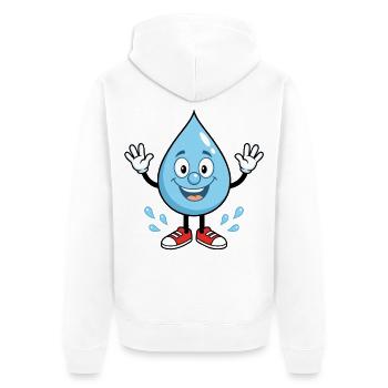 Fröhlicher Wassertropfen mit Sneakers - Unisex Premium Bio Zip Hoodie - Weiß - Hinten - Thijin (182cm)