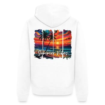Graphique de citation amusante sur les ambiances estivales - Veste à capuche bio Premium Unisexe - blanc - Dos - Thijin (182cm)