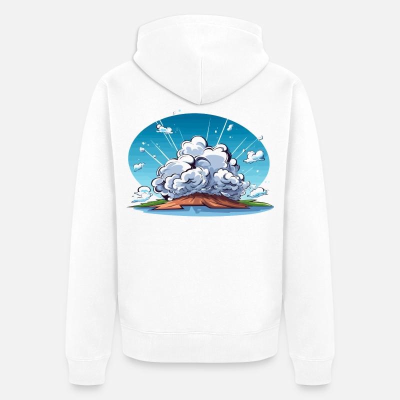 Comic Explosion im Landschaftspanorama - Unisex Premium Bio Zip Hoodie - Weiß