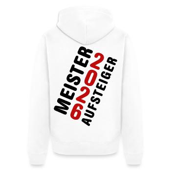 Meister und Aufsteiger 2026  - Unisex Premium Bio Zip Hoodie - Weiß - Hinten - Thijin (182cm)