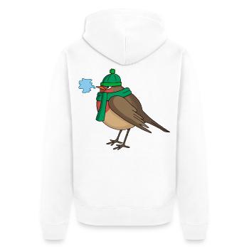 The Bird and Winter - Unisex Premium Organic Zip Hoodie - white - Back - Thijin (182cm)