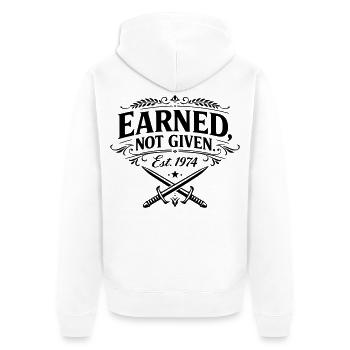 Earned not Given - Unisex Premium Bio Zip Hoodie - Weiß - Hinten - Thijin (182cm)