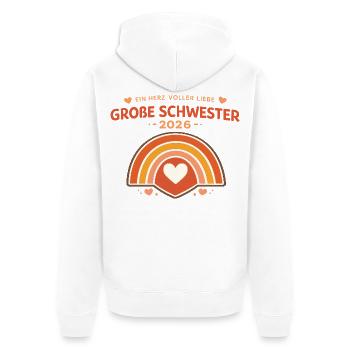Ein Herz voller Liebe | Große Schwester 2026 Gesch - Unisex Premium Bio Zip Hoodie - Weiß - Hinten - Thijin (182cm)