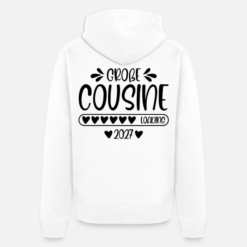 Große Cousine 2027 loading - Unisex Premium Bio Zip Hoodie - Weiß
