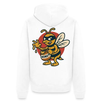 Beekeeper Bandit Honey Heist - Unisex Premium Organic Zip Hoodie - white - Back - Thijin (182cm)