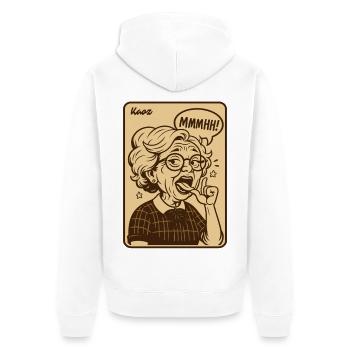 Vintage-Oma-Mmmhh-Ausdruck - Unisex Premium Bio Zip Hoodie - Weiß - Hinten - Thijin (182cm)