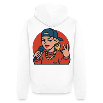 Rap Diva with Microphone - Unisex Premium Organic Zip Hoodie - white - Back - Thijin (182cm)