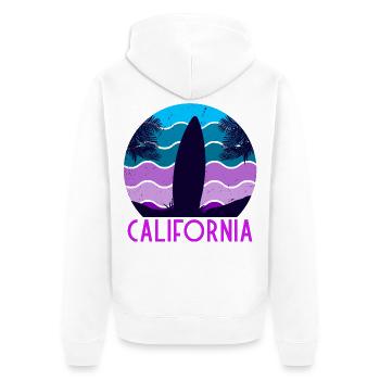 California Surfboard Shirt Retro Ocean Wave Tee - Unisex Premium Bio Zip Hoodie - Weiß - Hinten - Thijin (182cm)