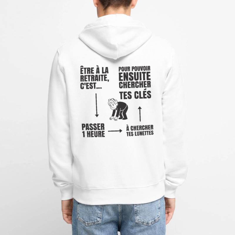 Im Ruhestand mit oder ohne Brille (schwarzer Text) Unisex Premium Bio Zip Hoodie