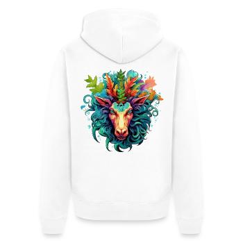Colorful goat head design with leaves - Unisex Premium Organic Zip Hoodie - white - Back - Thijin (182cm)