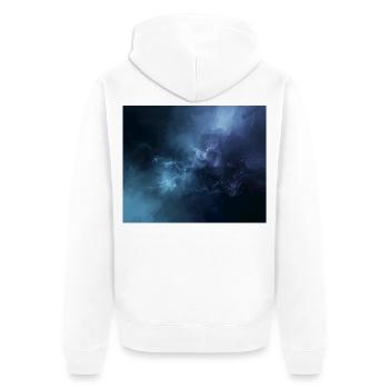 Tiefblaue Nebelwellen - Unisex Premium Bio Zip Hoodie - Weiß - Hinten - Thijin (182cm)