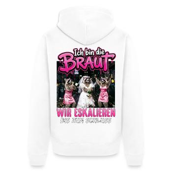 T-shirt de fête de garçon Femme de la fête de mariage - Veste à capuche bio Premium Unisexe - blanc - Dos - Thijin (182cm)