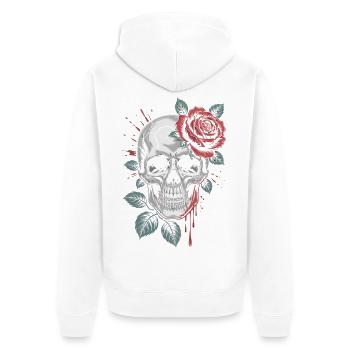 Rose sur le crâne : style de tatouage vintage sombre - Veste à capuche bio Premium Unisexe - blanc - Dos - Thijin (182cm)
