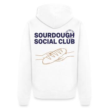 Sourdough Social Club Local Bread Baking Era - Unisex Premium Organic Zip Hoodie - white - Back - Thijin (182cm)