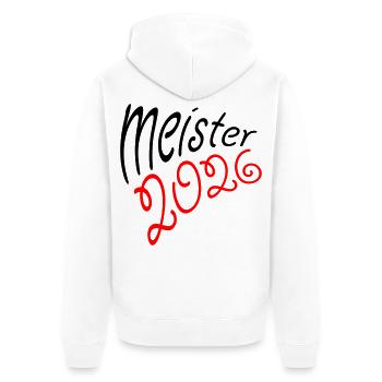 Meister 2026 Meisterschaft - Unisex Premium Bio Zip Hoodie - Weiß - Hinten - Thijin (182cm)