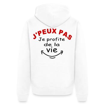 J'ai pas le temps je profite de la vie! Humour - Veste à capuche bio Premium Unisexe - blanc - Dos - Thijin (182cm)
