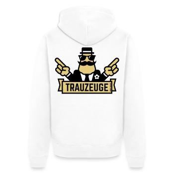 Signe de la main de garçon d’honneur (enterrement de vie de garçon / enterrement de vie de garçon / 2C) - Veste à capuche bio Premium Unisexe - blanc - Dos - Thijin (182cm)