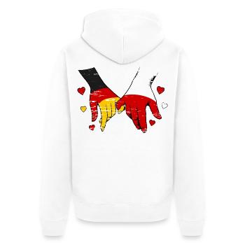 Germany Poland Flag Holding Hands - Unisex Premium Organic Zip Hoodie - white - Back - Thijin (182cm)
